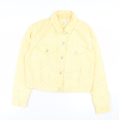Topshop Womens Yellow Polka Dot  Jacket  Size 8  Button