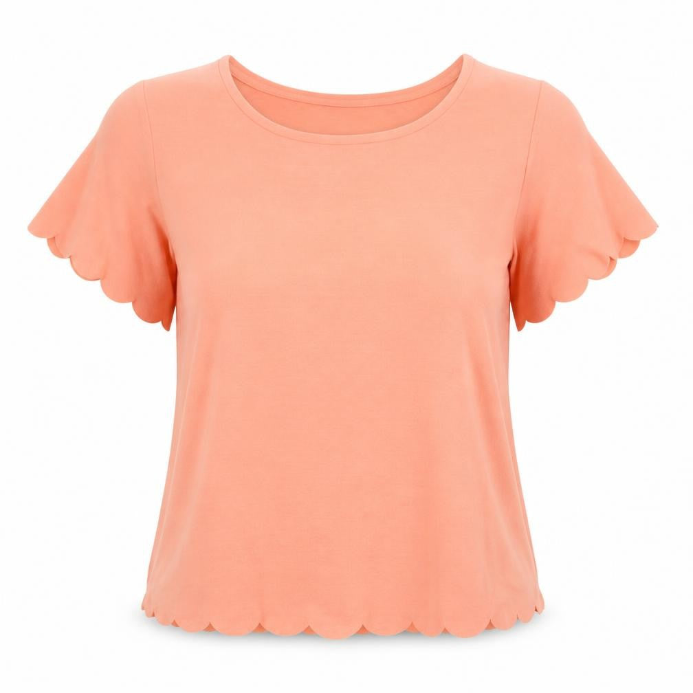 Topshop Womens Orange  Polyester Basic T-Shirt Size 10 Crew Neck
