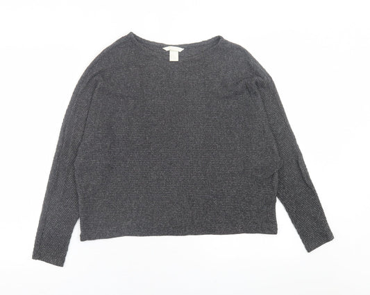 H&M Womens Grey Crew Neck  Viscose Pullover Jumper Size XS