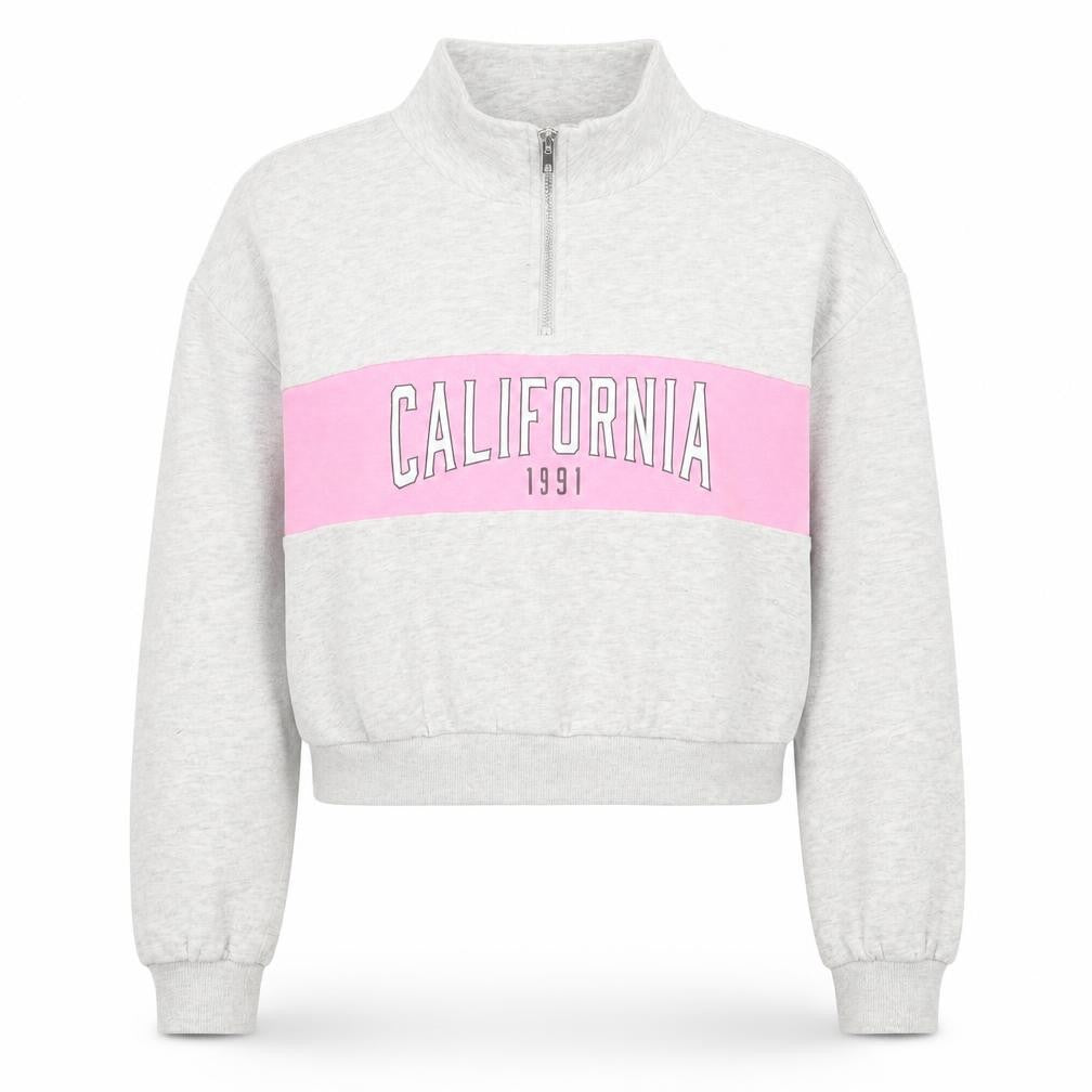 H&M Womens Grey  Cotton Pullover Sweatshirt Size S  Zip - California