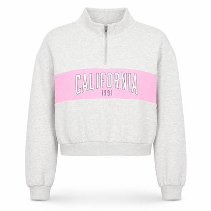 H&M Womens Grey  Cotton Pullover Sweatshirt Size S  Zip - California