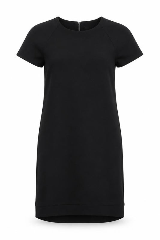 Topshop Womens Black  Polyester T-Shirt Dress  Size 8  Crew Neck Zip
