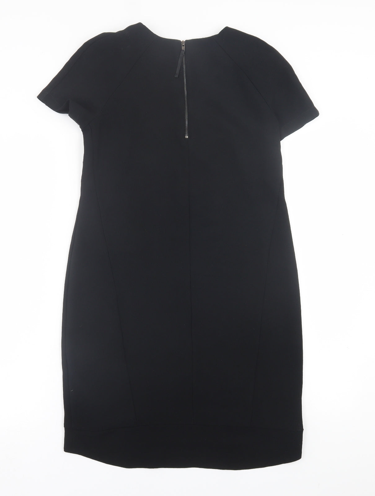 Topshop Womens Black  Polyester T-Shirt Dress  Size 8  Crew Neck Zip
