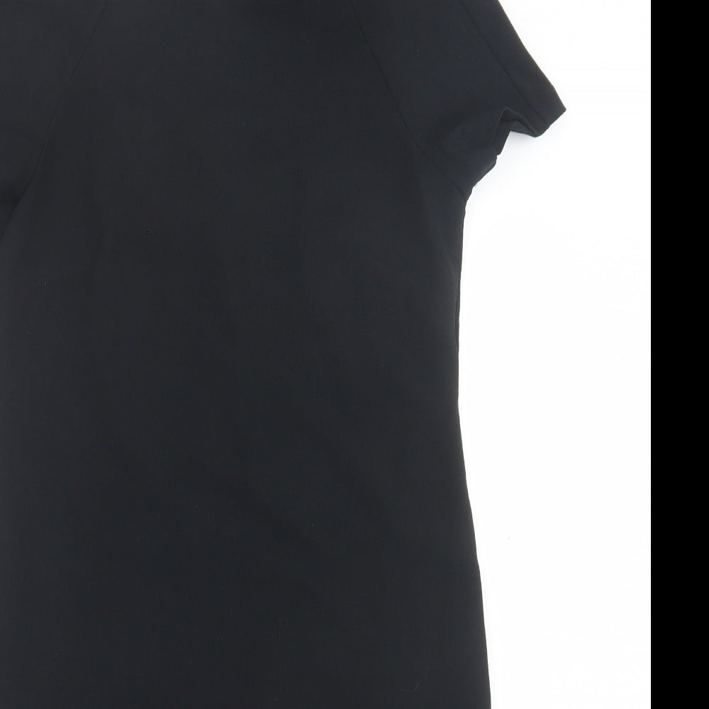 Topshop Womens Black  Polyester T-Shirt Dress  Size 8  Crew Neck Zip