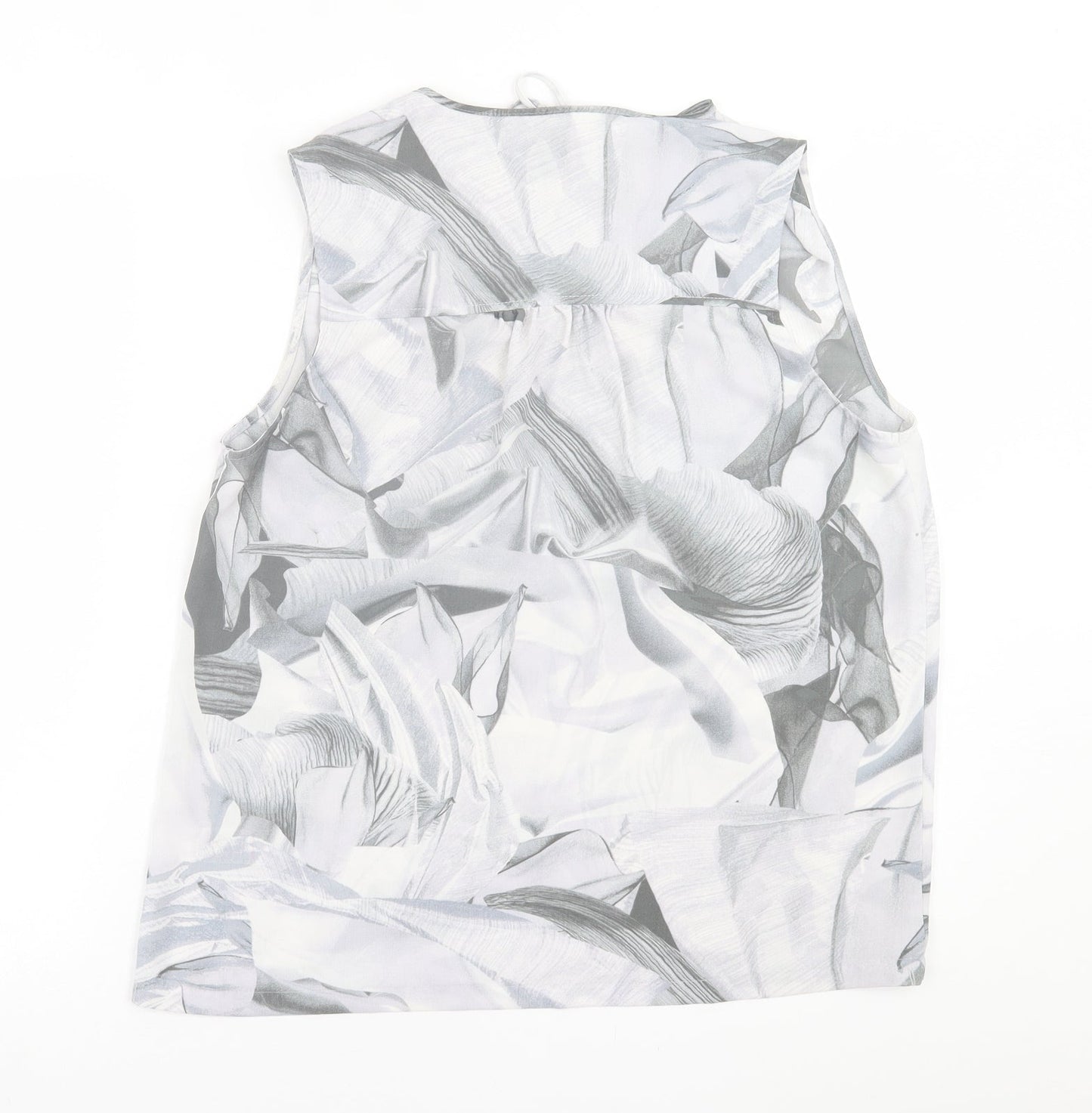 NEXT Womens Grey Geometric Polyester Basic Tank Size 12 V-Neck