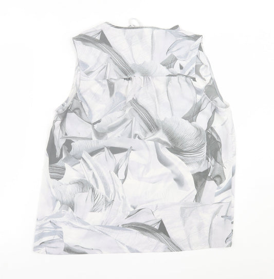 NEXT Womens Grey Geometric Polyester Basic Tank Size 12 V-Neck