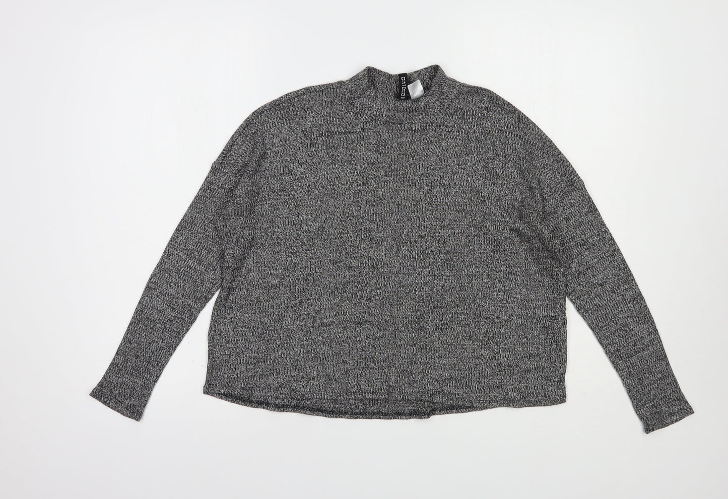 H&M Womens Grey Mock Neck  Polyester Pullover Jumper Size S
