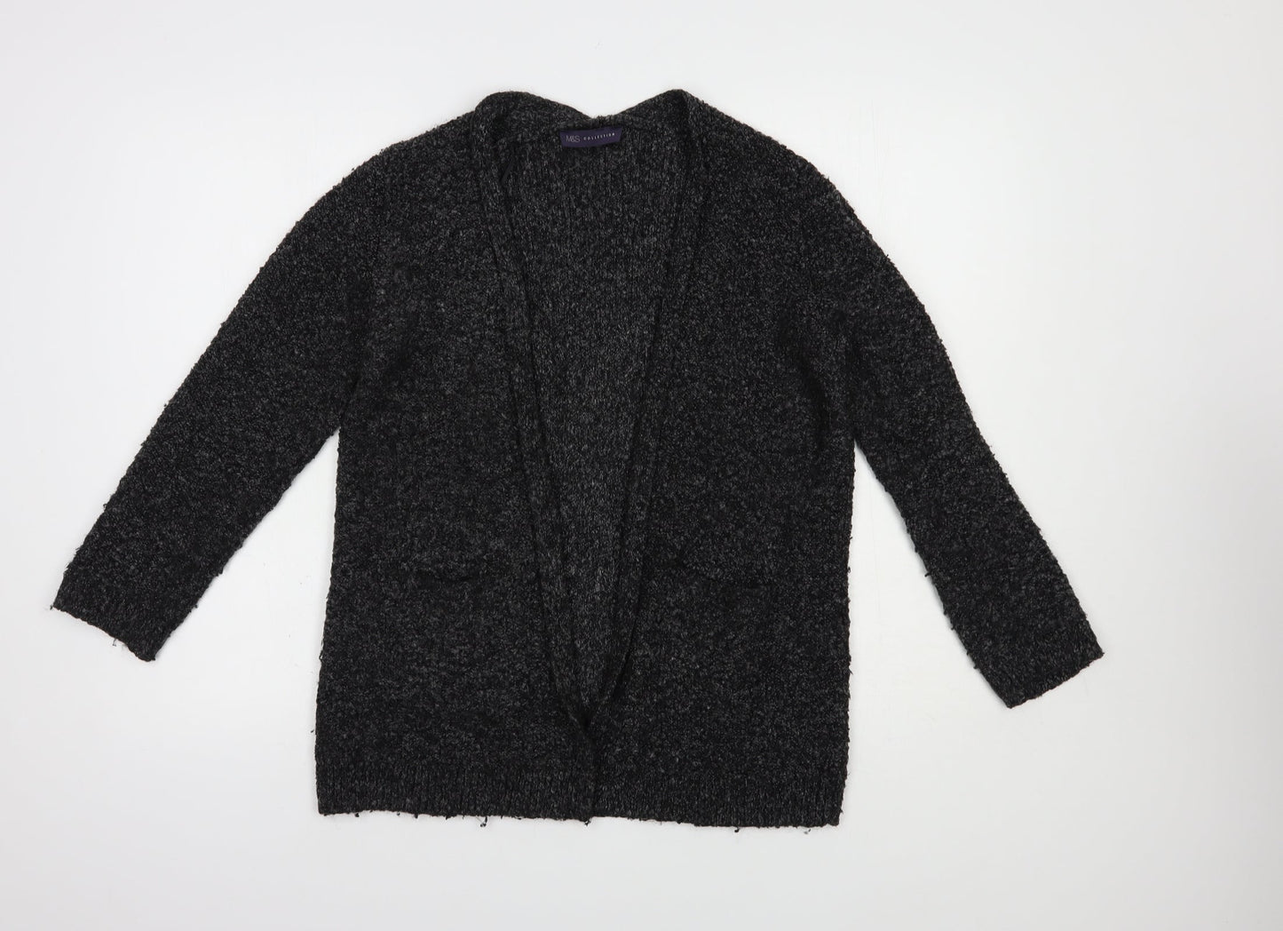 Marks and Spencer Womens Grey V-Neck  Acrylic Cardigan Jumper Size S