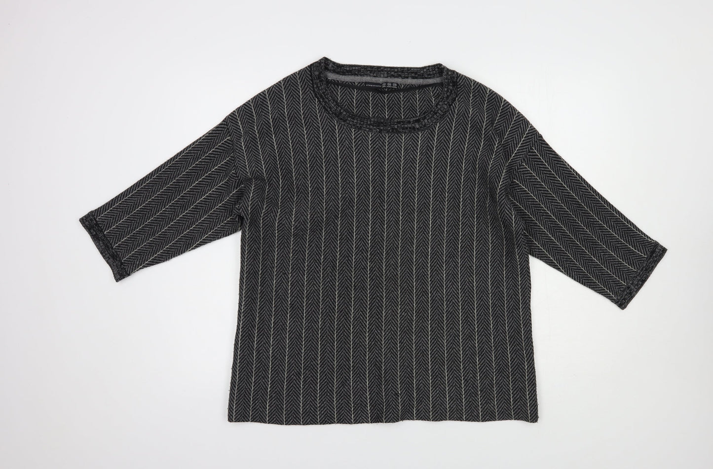 Atmosphere Womens Grey Scoop Neck Herringbone Acrylic Pullover Jumper Size 12