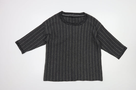 Atmosphere Womens Grey Scoop Neck Herringbone Acrylic Pullover Jumper Size 12