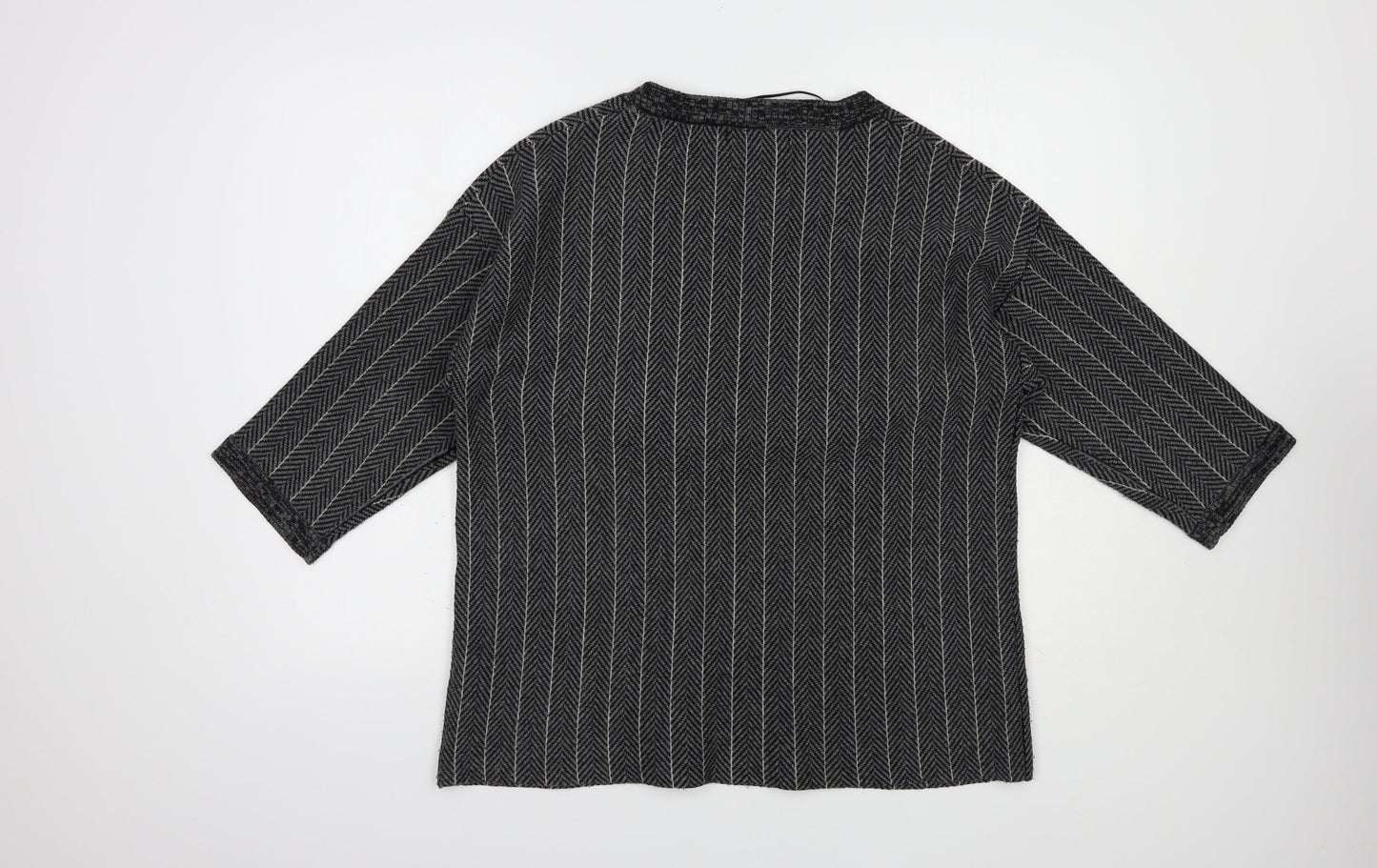 Atmosphere Womens Grey Scoop Neck Herringbone Acrylic Pullover Jumper Size 12