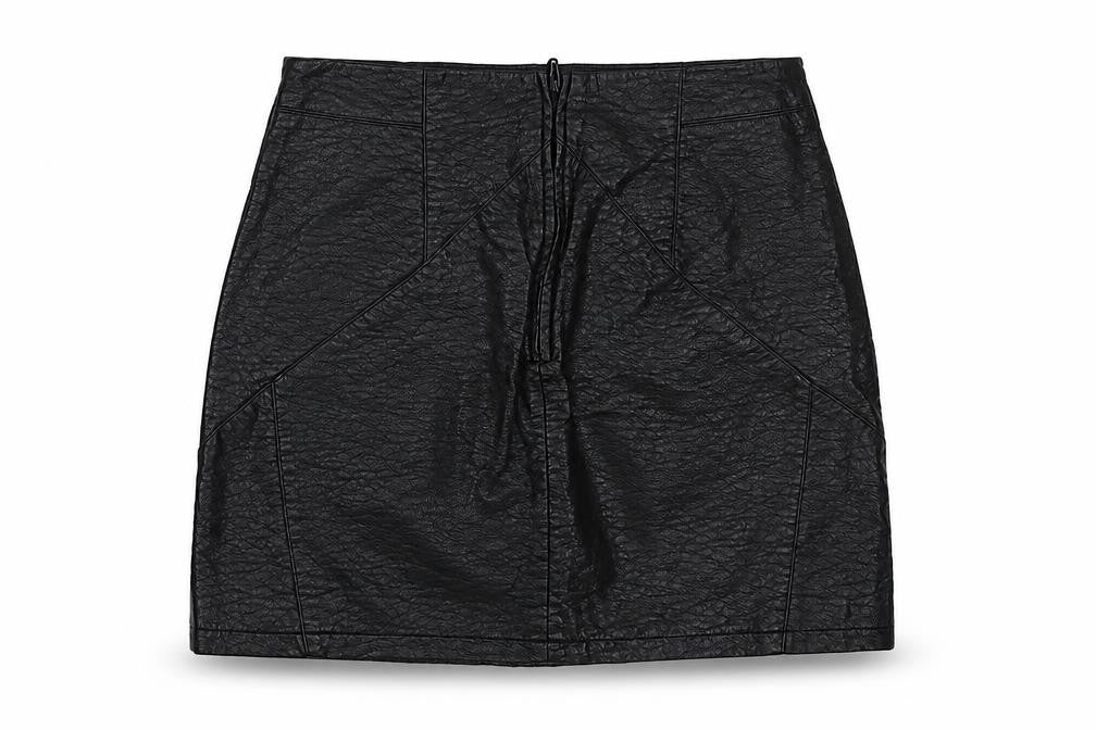 H&M Womens Black  Polyurethane Mini Skirt Size 10   Zip