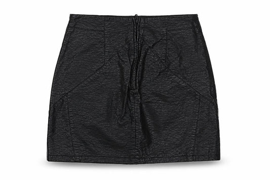 H&M Womens Black  Polyurethane Mini Skirt Size 10   Zip