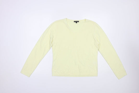 Debbie Morgan Womens Yellow V-Neck  Acrylic Pullover Jumper Size M