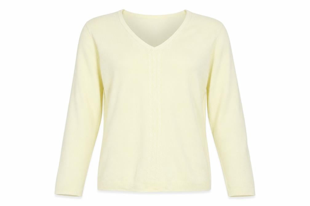 Debbie Morgan Womens Yellow V-Neck  Acrylic Pullover Jumper Size M