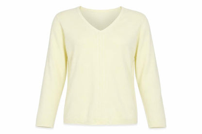 Debbie Morgan Womens Yellow V-Neck  Acrylic Pullover Jumper Size M