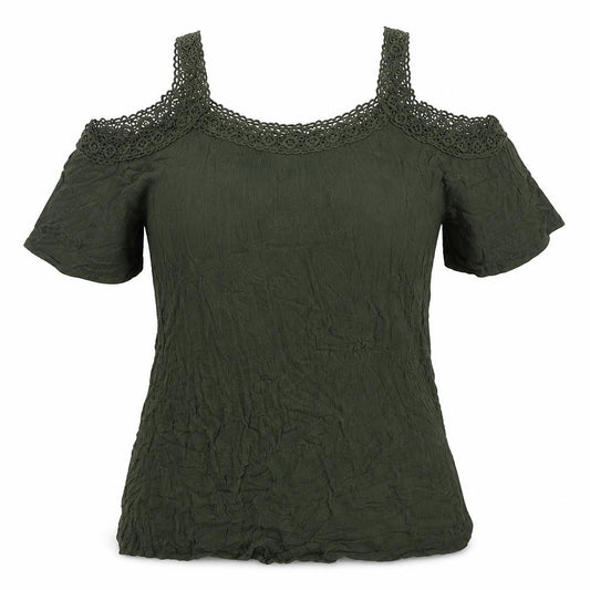 Papaya Womens Green  Viscose Mini  Size S  V-Neck Pullover - Beach cover up