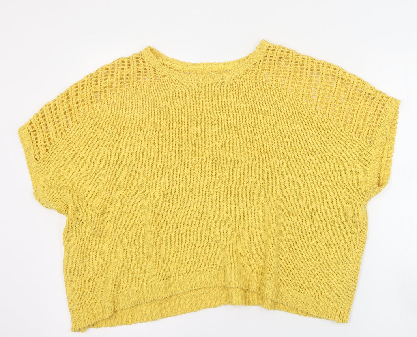 Peacocks Womens Yellow Round Neck  Acrylic Pullover Jumper Size M