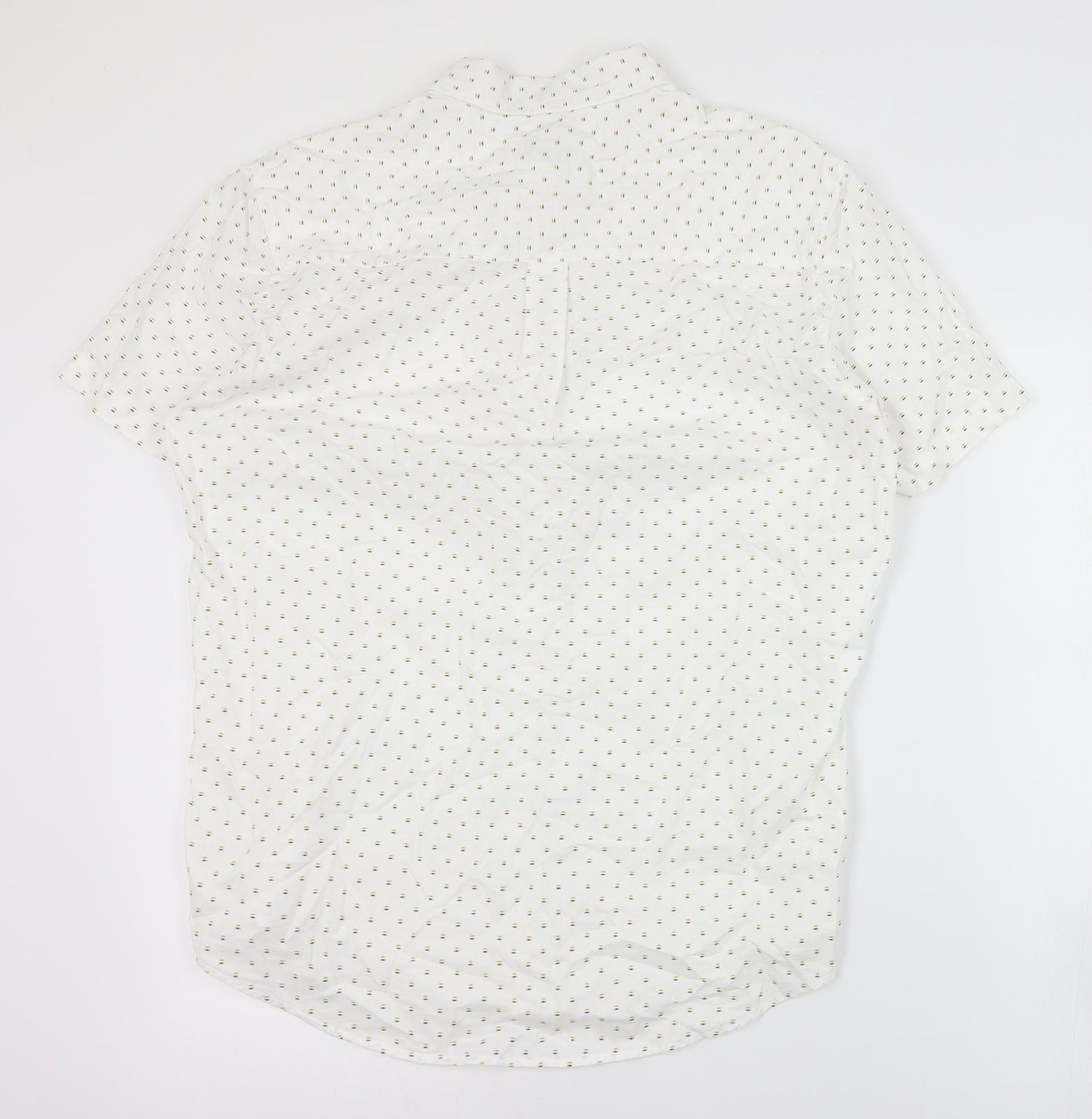 Matalan Mens White Geometric Cotton  Button-Up Size M Collared Button