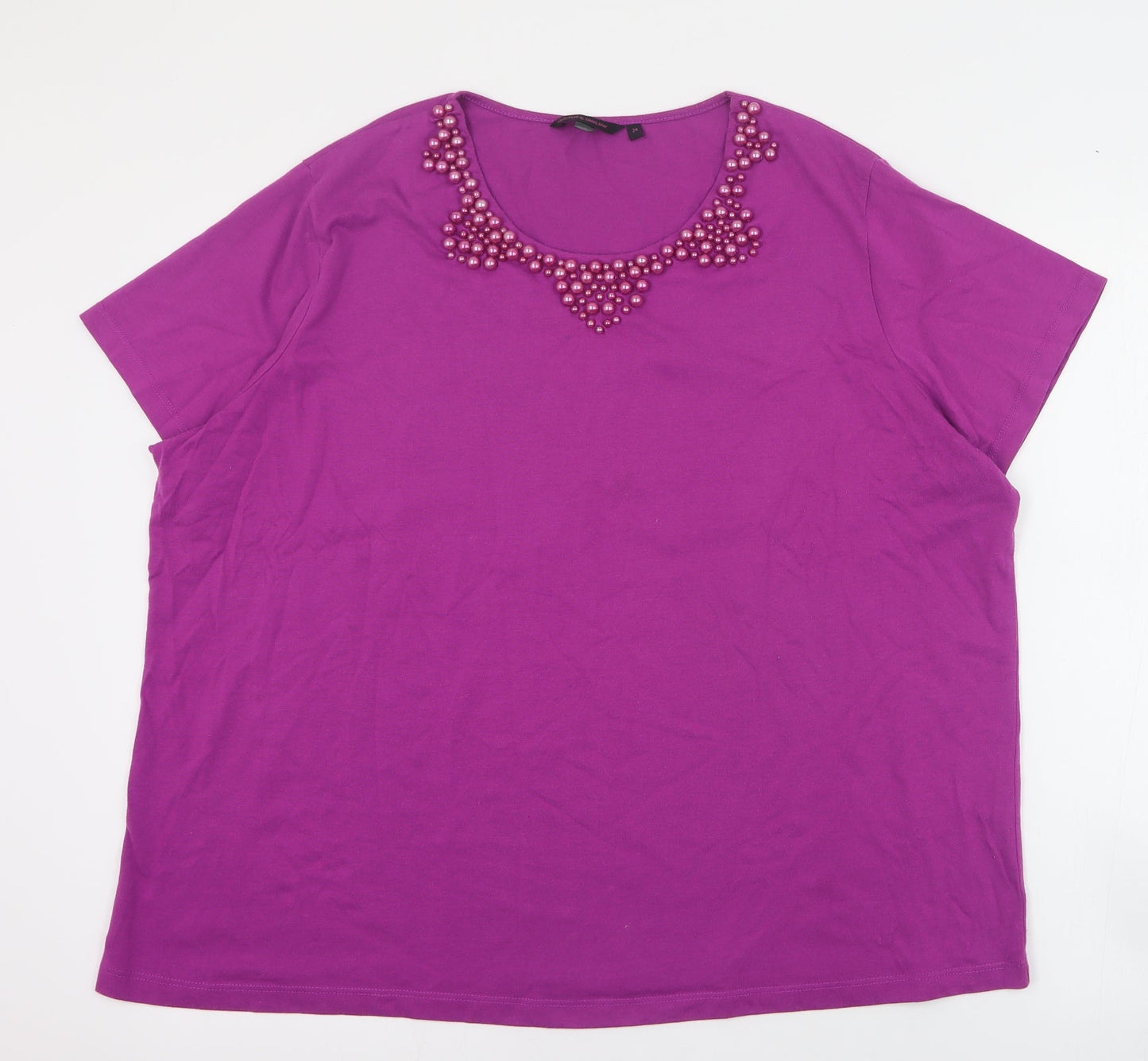 Hudson & Onslow Womens Purple  Polyester Basic T-Shirt Size 24 Round Neck