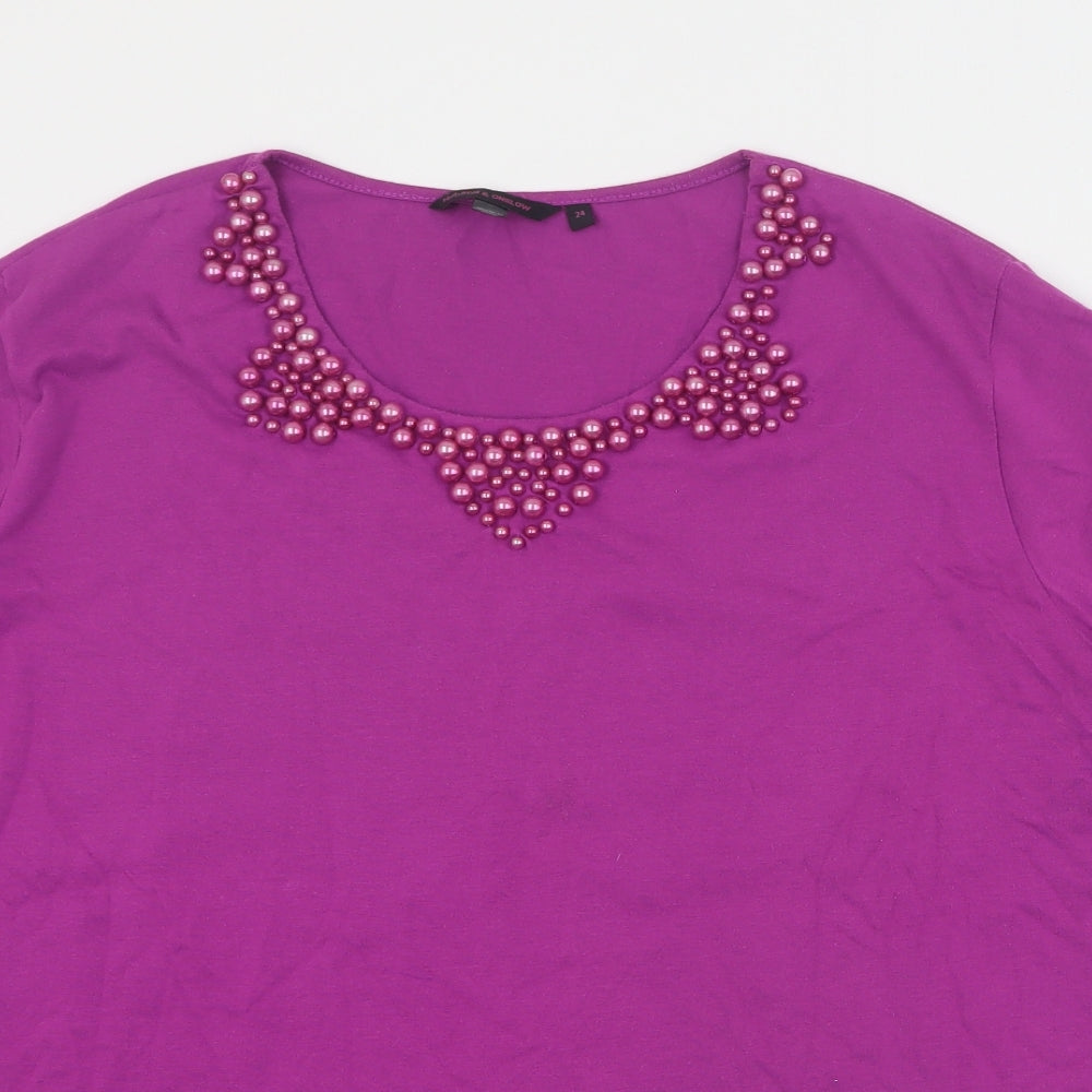 Hudson & Onslow Womens Purple  Polyester Basic T-Shirt Size 24 Round Neck