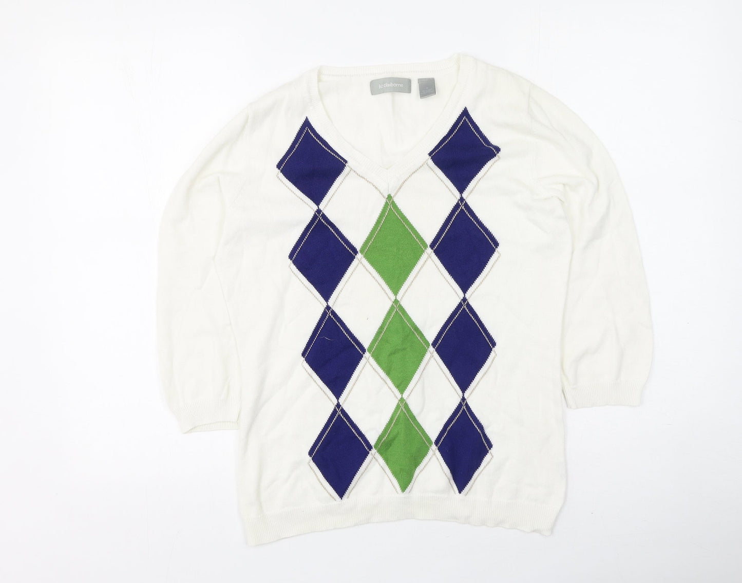 Liz Claiborne Womens Multicoloured  Cotton Pullover Sweatshirt Size M