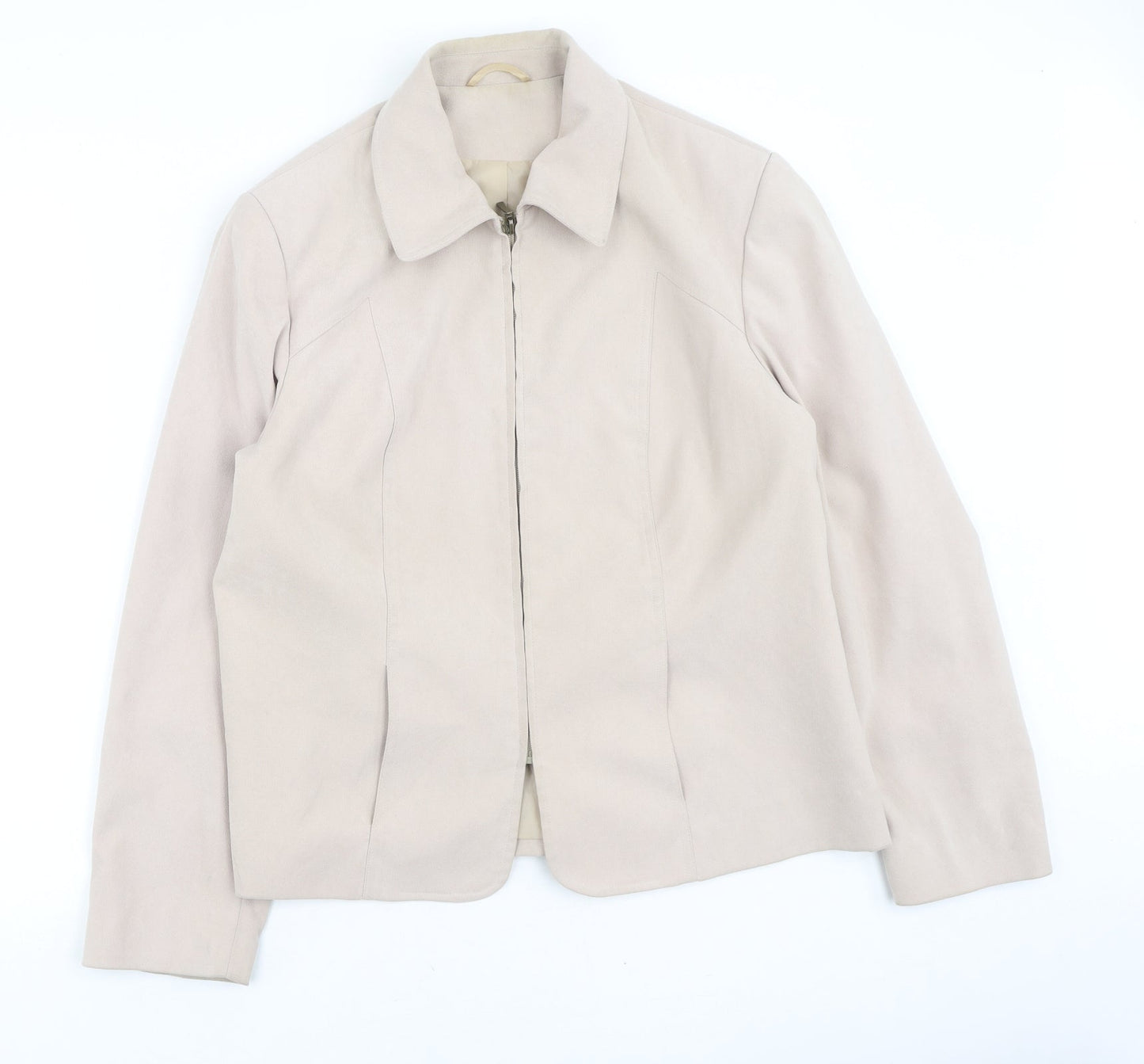 Bonmarché Womens Beige Round Neck  Polyester Full Zip Jumper Size 18