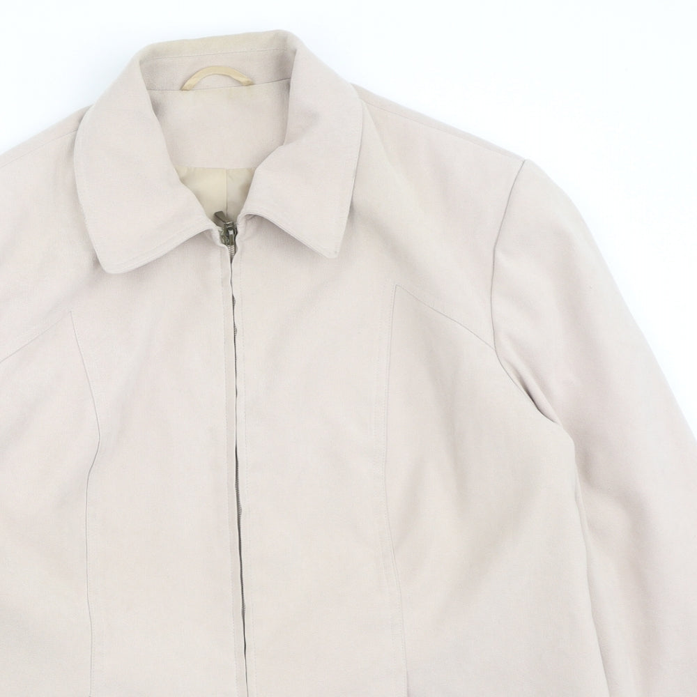 Bonmarché Womens Beige Round Neck  Polyester Full Zip Jumper Size 18