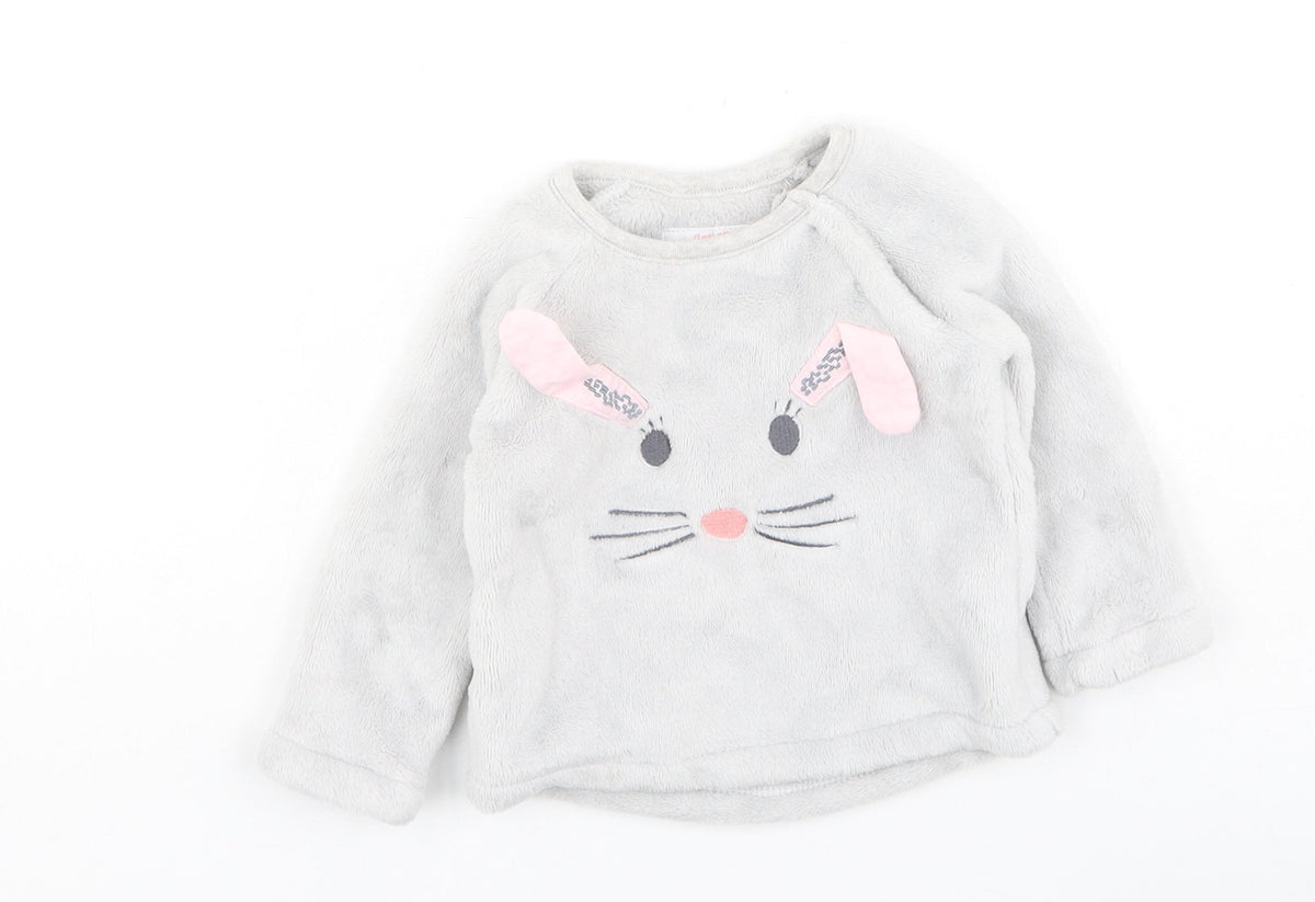 F&F Girls Grey Solid Cotton Cami Pyjama Top Size 3-6 Months   - Bunnies
