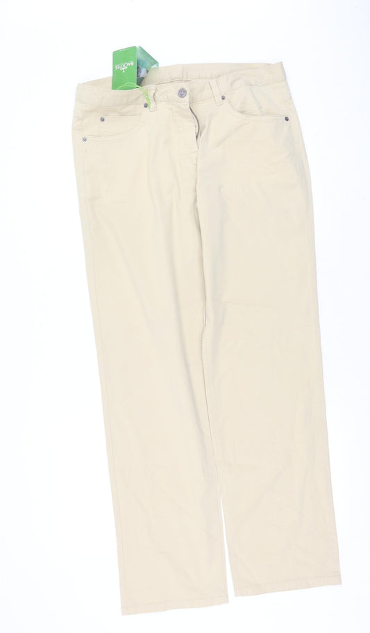 Backtee Womens Beige  Cotton Trousers  Size 16 L26 in Regular