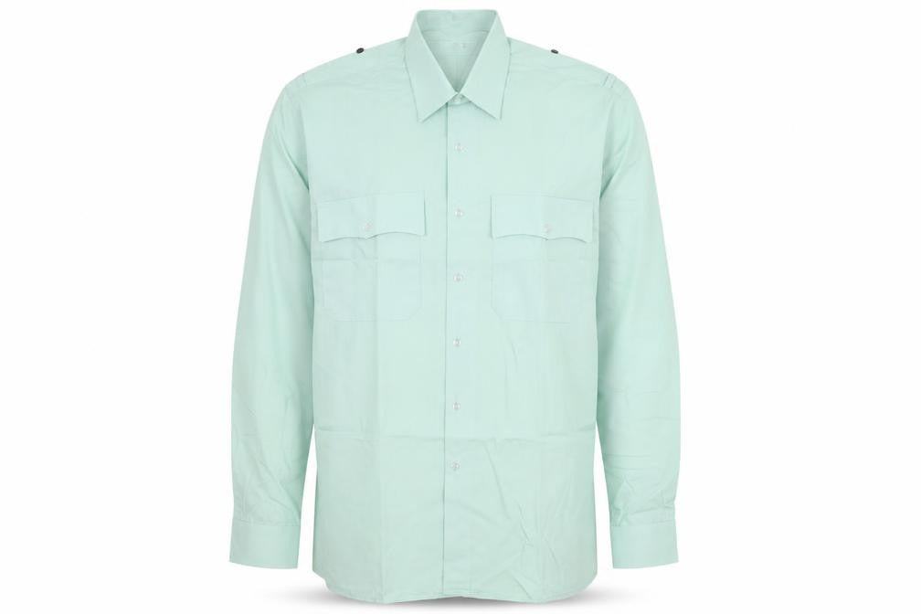 Preqworn Mens Green  Polyester  Button-Up Size 16 Collared Button
