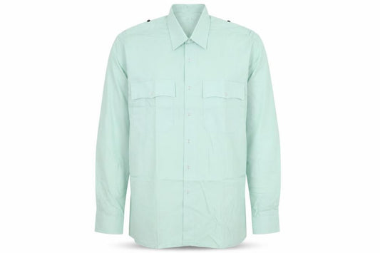 Preqworn Mens Green  Polyester  Button-Up Size 16 Collared Button