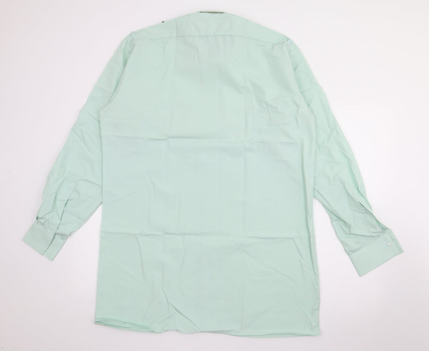 Preqworn Mens Green  Polyester  Button-Up Size 16 Collared Button
