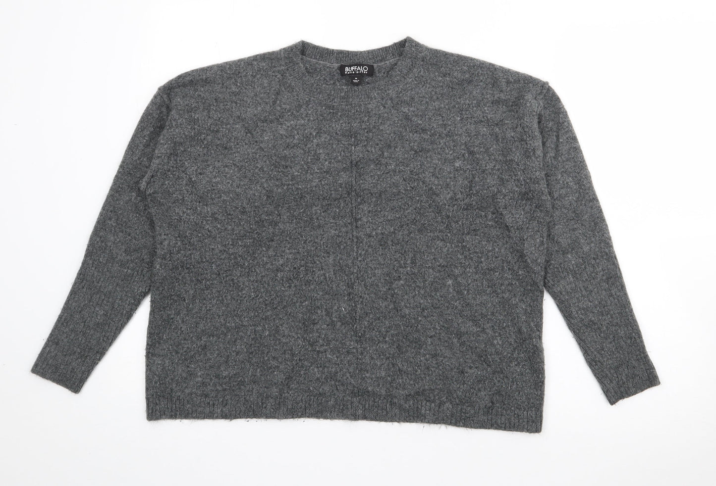 Buffalo Womens Grey Crew Neck  Acrylic Pullover Jumper Size M