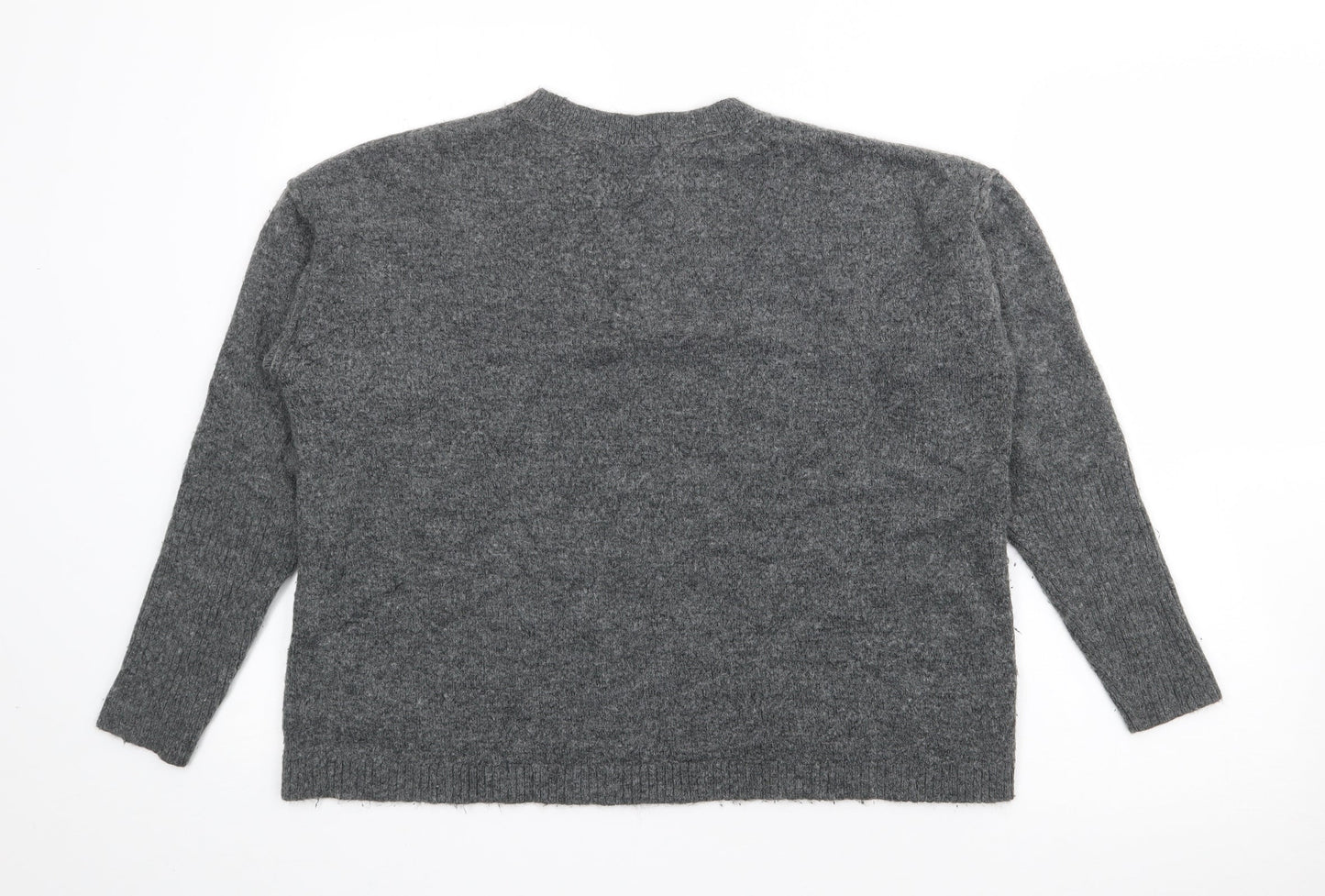 Buffalo Womens Grey Crew Neck  Acrylic Pullover Jumper Size M