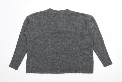 Buffalo Womens Grey Crew Neck  Acrylic Pullover Jumper Size M