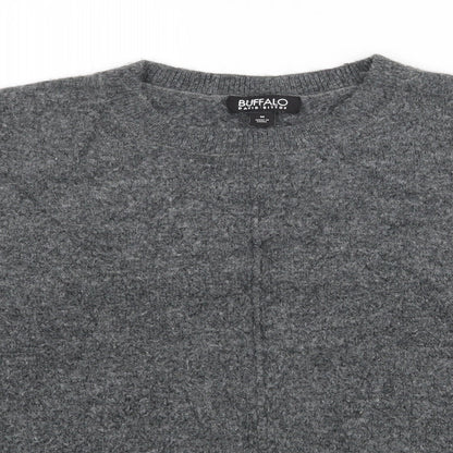 Buffalo Womens Grey Crew Neck  Acrylic Pullover Jumper Size M