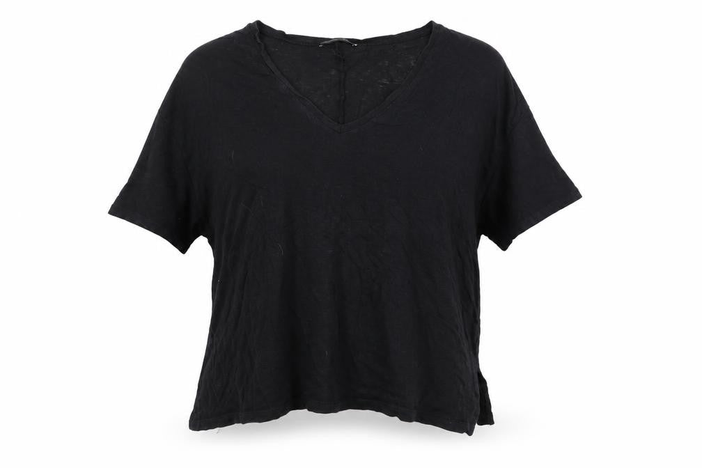 Zara Womens Black  Polyester Basic T-Shirt Size M V-Neck