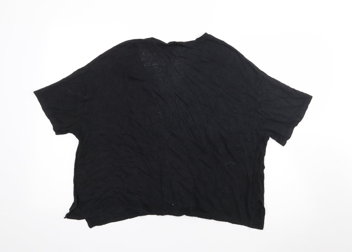 Zara Womens Black  Polyester Basic T-Shirt Size M V-Neck