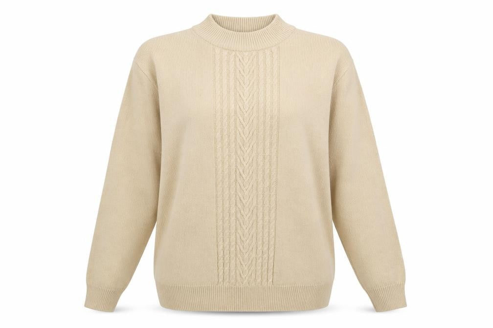 Riddella Womens Beige High Neck  Acrylic Pullover Jumper Size S