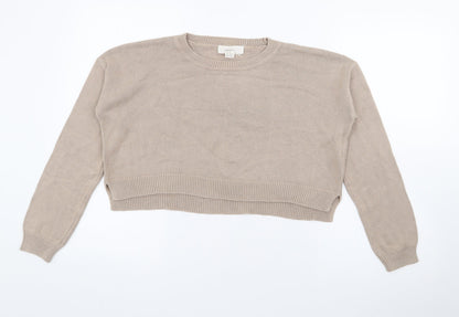 Forever 21  Womens Beige Crew Neck  Cotton Pullover Jumper Size M