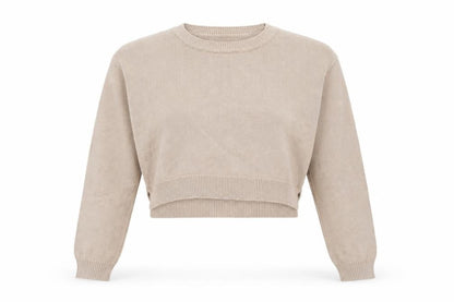 Forever 21  Womens Beige Crew Neck  Cotton Pullover Jumper Size M