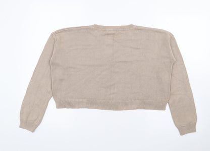 Forever 21  Womens Beige Crew Neck  Cotton Pullover Jumper Size M