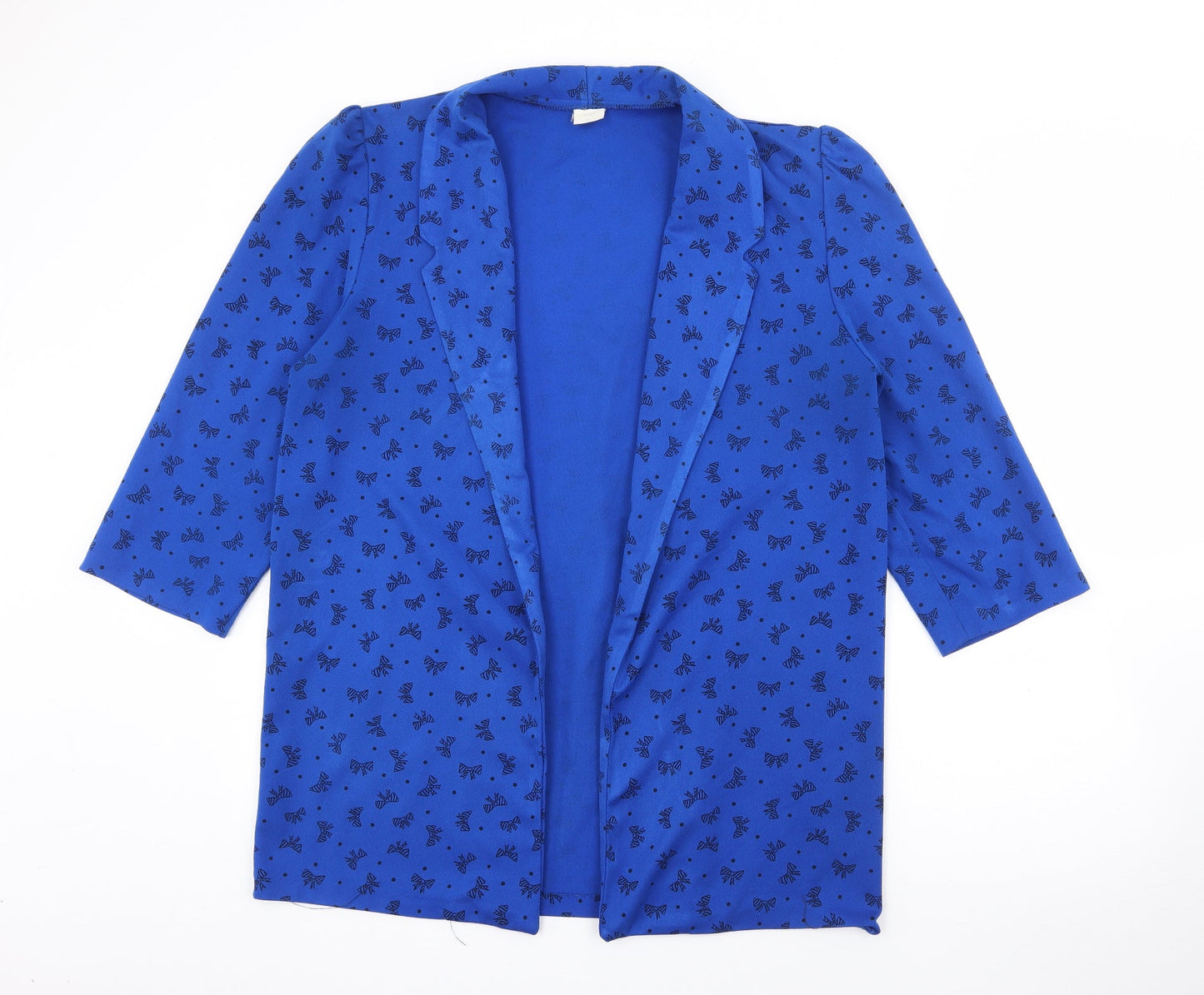 Prqworn1 Womens Blue Geometric Polyester Jacket Blazer Size 14