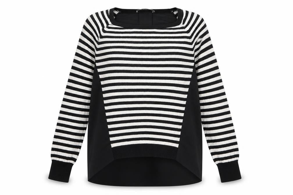 Oasis Womens Black Striped Viscose Basic Blouse Size S Square Neck