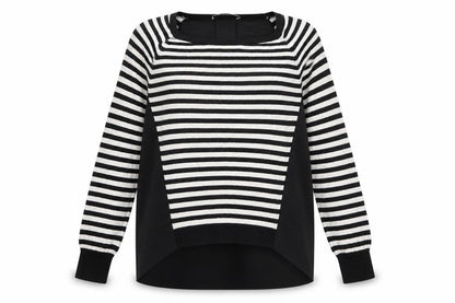 Oasis Womens Black Striped Viscose Basic Blouse Size S Square Neck