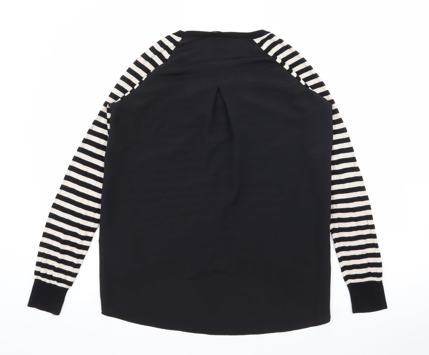 Oasis Womens Black Striped Viscose Basic Blouse Size S Square Neck