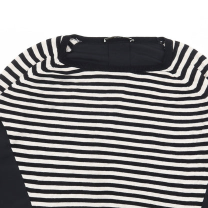Oasis Womens Black Striped Viscose Basic Blouse Size S Square Neck