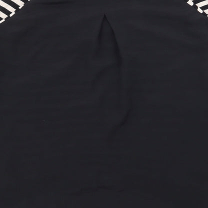 Oasis Womens Black Striped Viscose Basic Blouse Size S Square Neck
