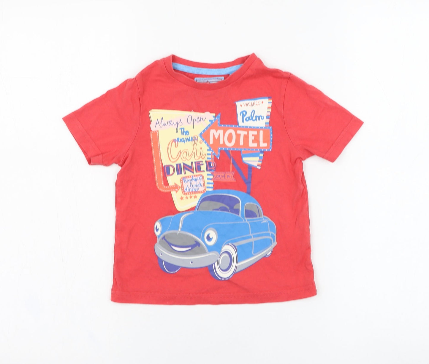 TU Boys Red  Cotton Basic T-Shirt Size 18-24 Months Round Neck Pullover - Drive Through